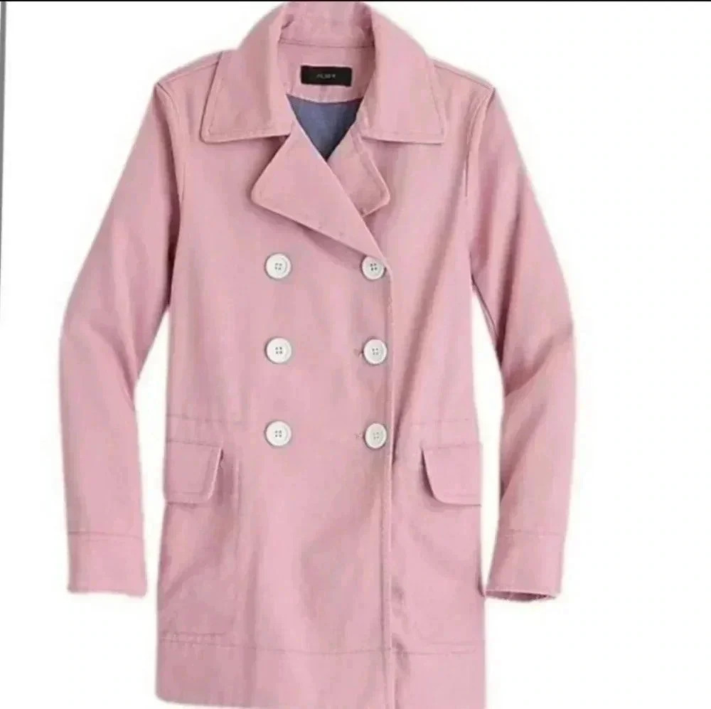 NWT! J.Crew Pale Pink Heavy Cotton Pea Coat. Size 10